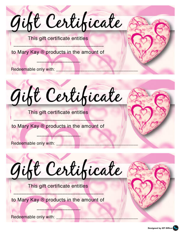 Valentines Day Gift Certificate for Mary Kay